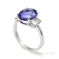 Tanzanite Anillo de Dedo Valor 925 Joyería de Plata